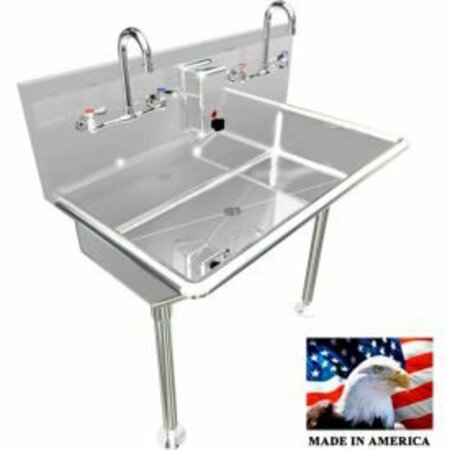 Best Sheet Metal. BSM Inc. Commercial Stainless Steel Sink, 2 User w/Manual Faucets Straight Legs 36"L X 20"W X 8"D 021M36208L